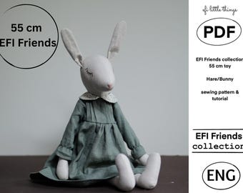 Tutorial & Pattern Hare Bunny Toy Doll PDF Sewing guide and pattern