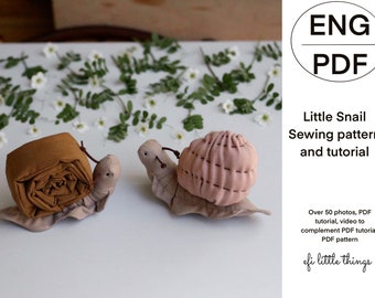 Little Snail Soft Toy Doll  Sewing Pattern and PDF and Video tutorial