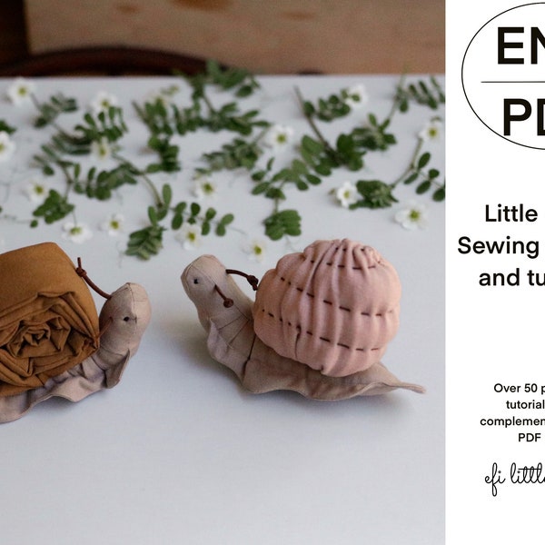 Little Snail Soft Toy Doll  Sewing Pattern and PDF and Video tutorial