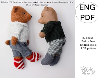 37 cm EFI Teddy Bear knitted socks PDF pattern