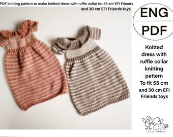 Knitted Dress With Ruffle Collar and Buttoned Back for 55 and 30