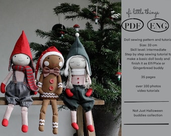 Christmas Buddies doll soft toy rag doll sewing pattern and tutorial