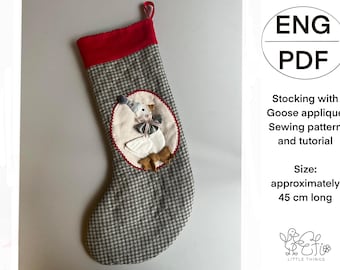 Stocking with Goose Applique sewing pattern and tutorial