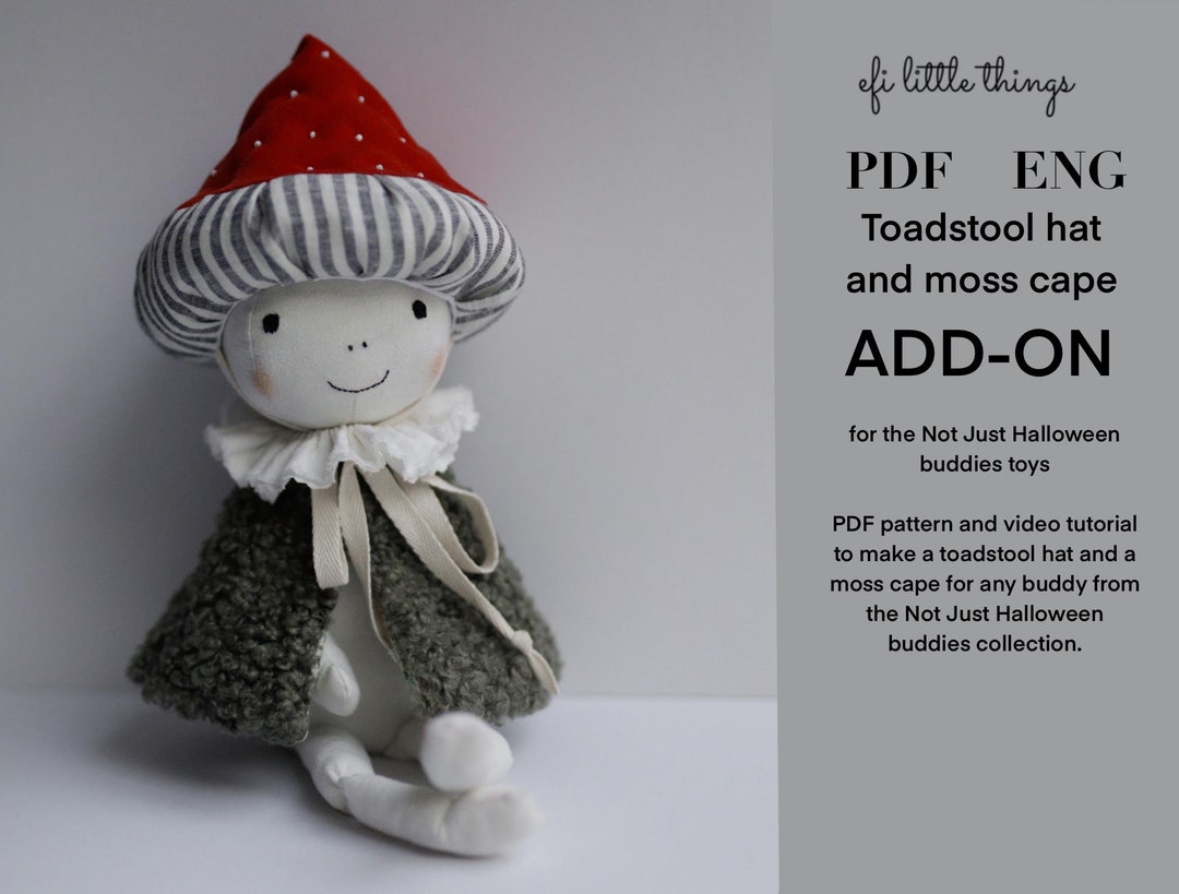 Toadstool Mushroom Hat and Moss Cape Sewing Pattern and Video Tutorial ...