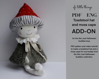 Toadstool mushroom hat and moss cape sewing pattern and video tutorial