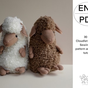 Cloudlet the Lamb 30 cm soft plush sheep toy doll sewing PDF pattern and VIDEO tutorial