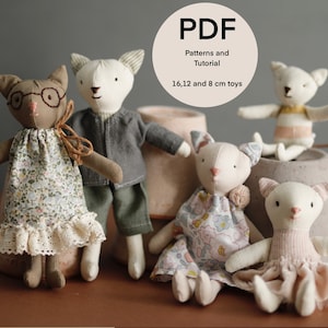 Cat Kitten Mini Toy Doll PDF Sewing Tutorial with Pattern