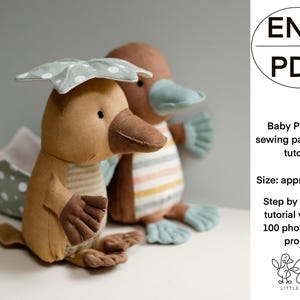 PDF-sömnadsmönster och handledning för att sy baby platypus på 25 cm
