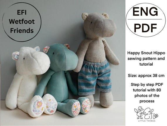 Happy Snout Hippo Nilpferd Kuscheltier PDF Schnittmuster und Nhanleitung -  Etsy.de
