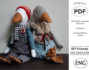 Tutorial & Pattern Goose Toy Doll PDF Sewing guide
