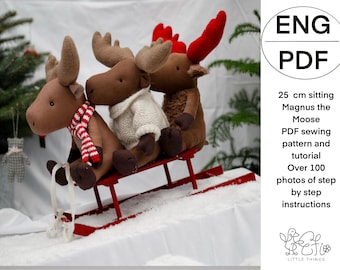 Magnus the Moose soft toy making PDF sewing pattern and tutorial