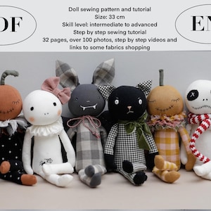 Not just Halloween Buddies doll soft toy rag doll sewing pattern and tutorial