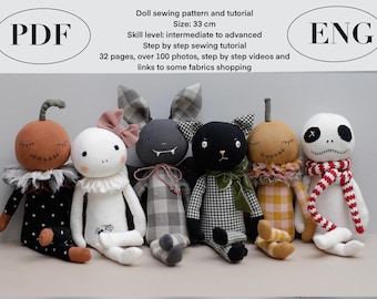 Not just Halloween Buddies doll soft toy rag doll sewing pattern and tutorial