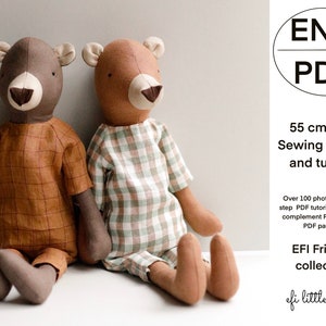 Tutorial & Pattern 55 cm Bear Toy Doll PDF Sewing guide