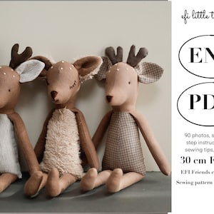 Modèle PDF et tutoriel de couture de poupée de chiffon de 30 cm faisant un cerf faon