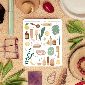 foglio di adesivi spa a casa, adesivi per agende, planner sticker, adesivi per scrapbook, adesivi bujo, adesivi carini