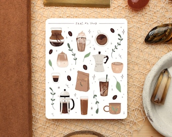Hoja de pegatinas de cafetería: pegatinas para el planificador de otoño