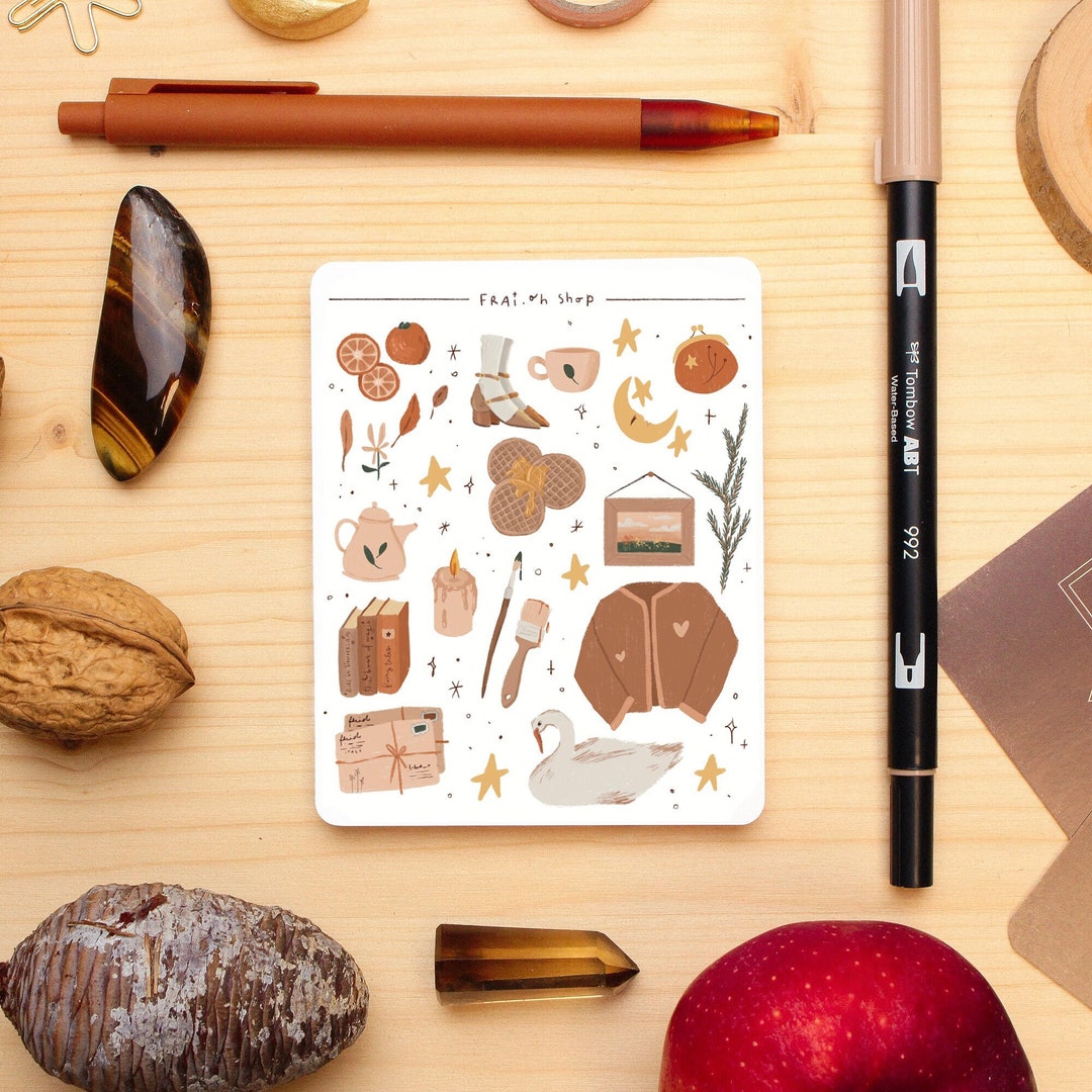 Cozy Autumn Sticker Sheet: Cottagecore Journal Planner Stickers - Etsy