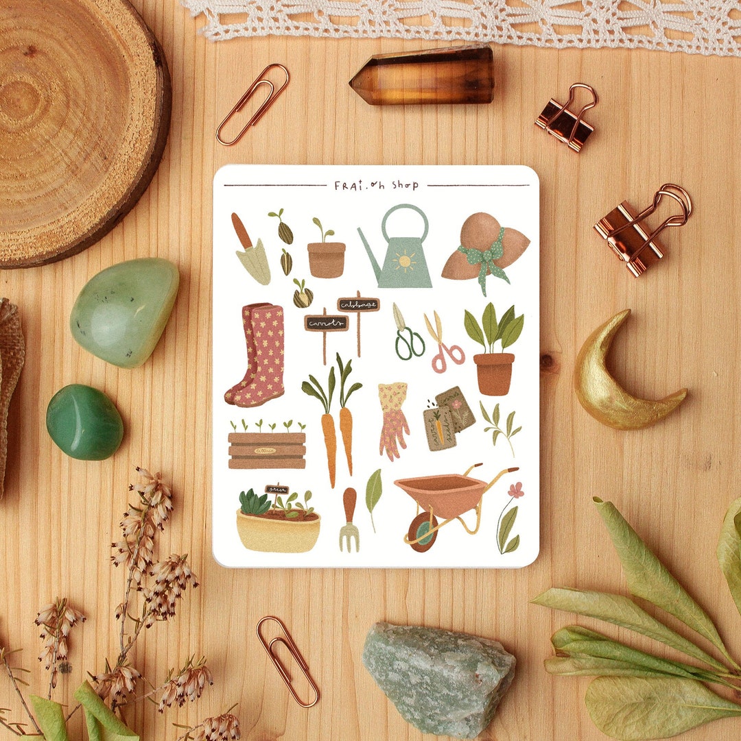 Cottagecore Garden Sticker Sheet: Journal Planner Scrapbook Stickers - Etsy