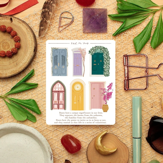 Colorful Doors Sticker Sheet: Cottagecore Journal Stickers