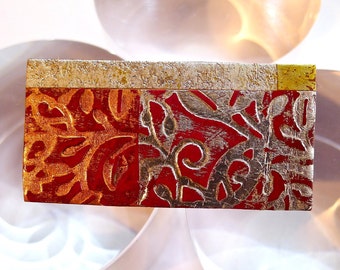 Festive Gilded Embossed Paper Brooch. Bespoke Original Christmas, Anniversary, Birthday Gift. Gifts For Her. Unique Gift Idea.