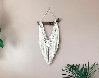Makramee Wandbehang, Made in Irland, Treibholz, 100% natürliche Baumwolle, nachhaltiges Geschenk, Boho Dekor für Ihr Zuhause,