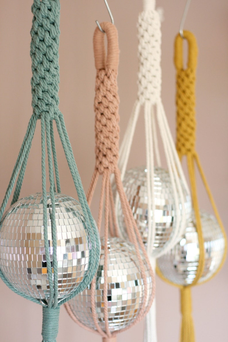 Diva Disco Ball Macrame Hanger, Fun and Vibrant Home Decor, Sun Catcher, Funky home decor, Eye Catching Home Interiors image 3