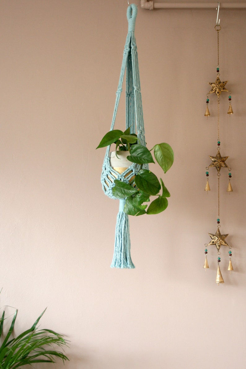 Plant Hanger, Handmade with Colourful Recycled Cotton, Sustainable Gift for plant lovers, Tropical Style Decor, Vibrant, Warming, image 9