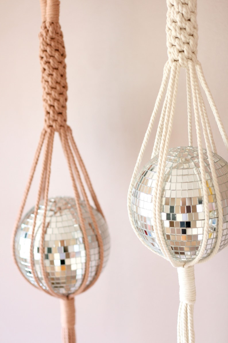 Diva Disco Ball Macrame Hanger, Fun and Vibrant Home Decor, Sun Catcher, Funky home decor, Eye Catching Home Interiors image 2