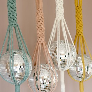 Diva Disco Ball Macrame Hanger, Fun and Vibrant Home Decor, Sun Catcher, Funky home decor, Eye Catching Home Interiors image 5