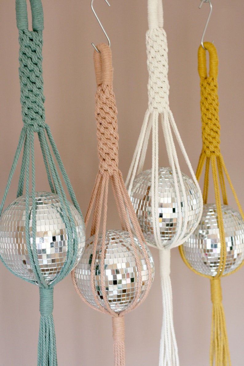 Diva Disco Ball Macrame Hanger, Fun and Vibrant Home Decor, Sun Catcher, Funky home decor, Eye Catching Home Interiors image 5