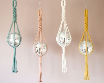 Diva Disco Ball Macrame Hanger, Fun and Vibrant Home Decor, Sun Catcher, Funky home decor, Eye Catching Home Interiors