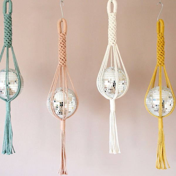 Diva Disco Ball Macrame Hanger, Fun and Vibrant Home Decor, Sun Catcher, Funky home decor, Eye Catching Home Interiors