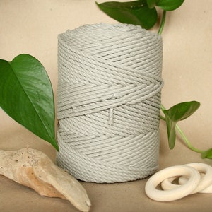 Light Grey Macrame Cotton Cord / 4mm, 1kg, 160 metres / Macrame Supplies / Colour Cord / Macrame Cord Ireland  / Cotton Rope