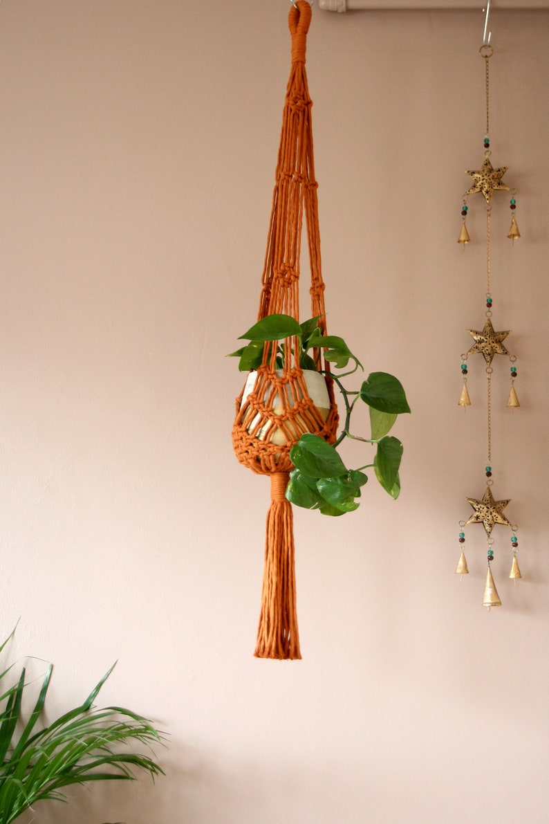 Plant Hanger, Handmade with Colourful Recycled Cotton, Sustainable Gift for plant lovers, Tropical Style Decor, Vibrant, Warming, image 7