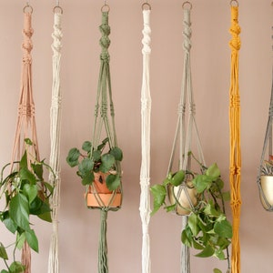 Colourful Macrame Plant Hangers made with Cotton Cord . Decorate and furnish your home with planthangers. Sustainable Gift. Houseplant lover image 1