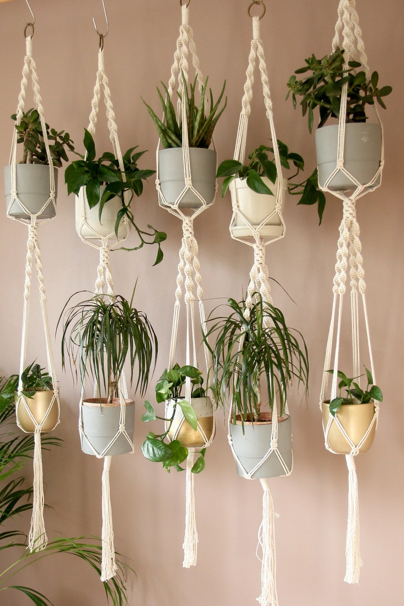Nova Double Macrame Plant Hanger // Rustic Decor Kitchen