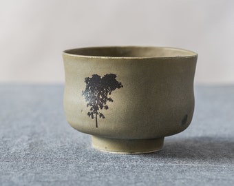 Sage Green Small Ceramic Bowl, Small Miso Soup Serving Bowl, Pottery Japanese Bowl With a Leg