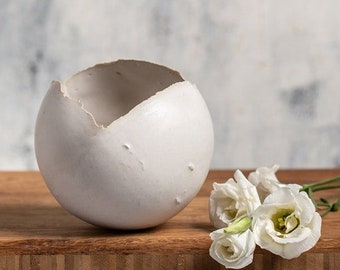 Small White Modern Planter for Succulent | Indoor Cacti Pot | Wedding Centerpiece Decor