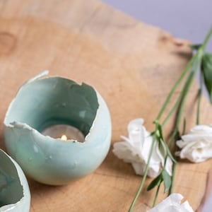 Mint Green Ceramic Votive Candle Holder