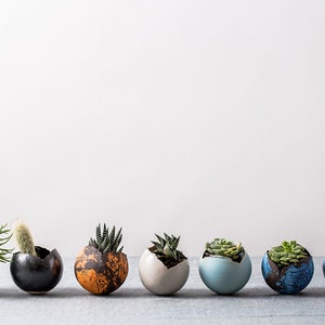 Set of 7 Small Ceramic Planters for Succulents, Home Decor Colorful Planter Pot Set, Unique Indoor Ceramic Pots