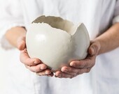 Large White Ceramic Planter for Succulent or Flowers Egg shape Vase