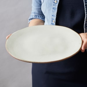 Set of 2 Off White Handmade Pottery Dinner Plates