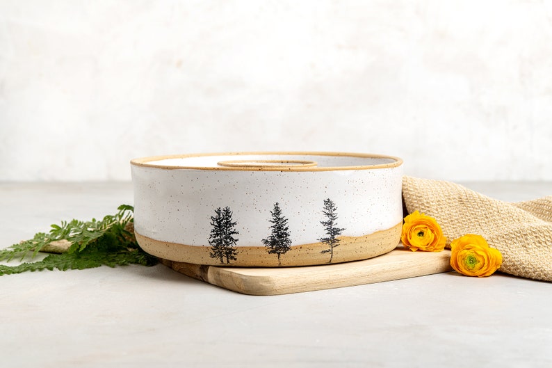 Handmade Pottery White Gugelhupf Cake Baking Pan, Ceramic Bundt Baking Dish, Ring Cake Baking Pan, Wedding Gift image 7