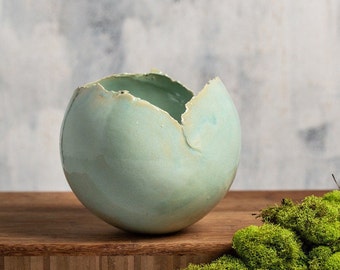 Large Mint Green Ceramic Planter for Succulent | Elegant Plant Pot