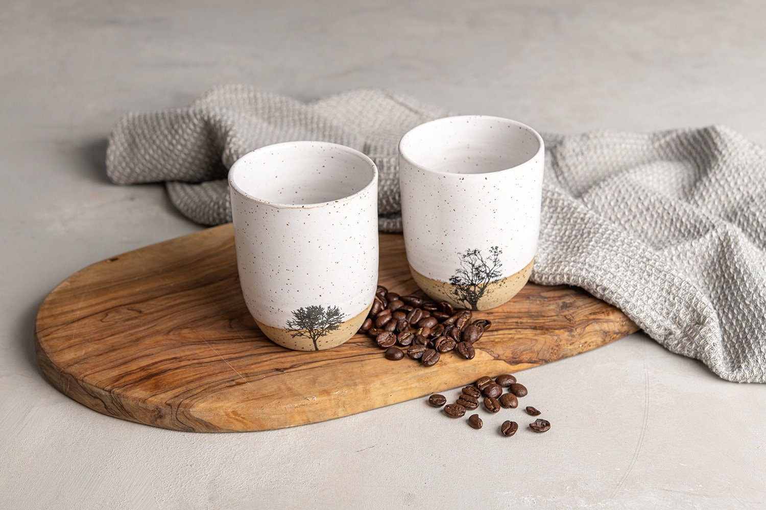Stoneware Clay Cups in White (set of 2) – Here I Am