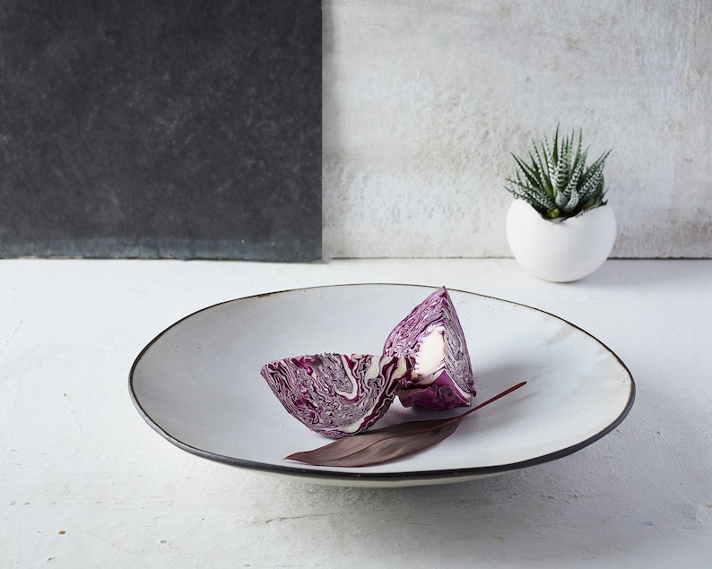 Extra Large Pottery White Serving Bowl Handmade Round Pasta / Etsy Israel