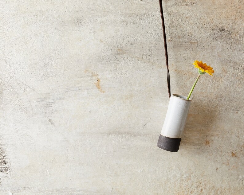 White and Black Hanging Planter Simple Bud Vase Wall Decor Etsy