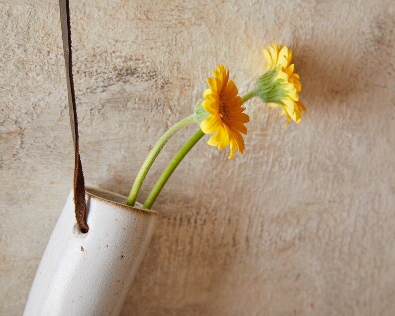 White and Black Hanging Planter Simple Bud Vase Wall Decor Etsy