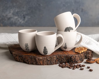 Espresso Ceramic Cups Face Pattern 6 oz Set Of 2 NEW